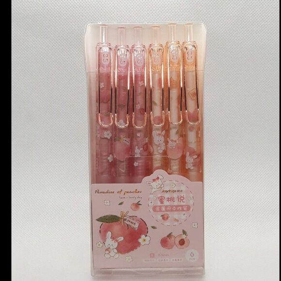 6 Cute bunny and‎ peaches gel pens. - Picture 2 of 2